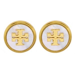Tory Burch Semiprecious Stone Logo Earrings